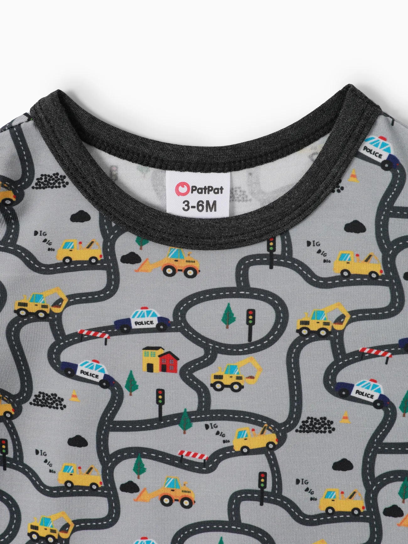 Grey - Baby Boy/Girl 2pcs Bamboo Fabric Vehicle Print Pajama Jumpsuit with Soothing Towel - image 5