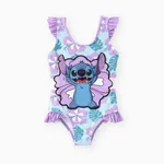 Disney Stitch Toddler/Kid Girls/Boys 1pc Hawaii Floral Style Character Print Swimsuit/Swimming Trunks Purple