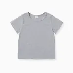 Toddler Boy Casual Solid Color Short-sleeve Tee Flecked Grey