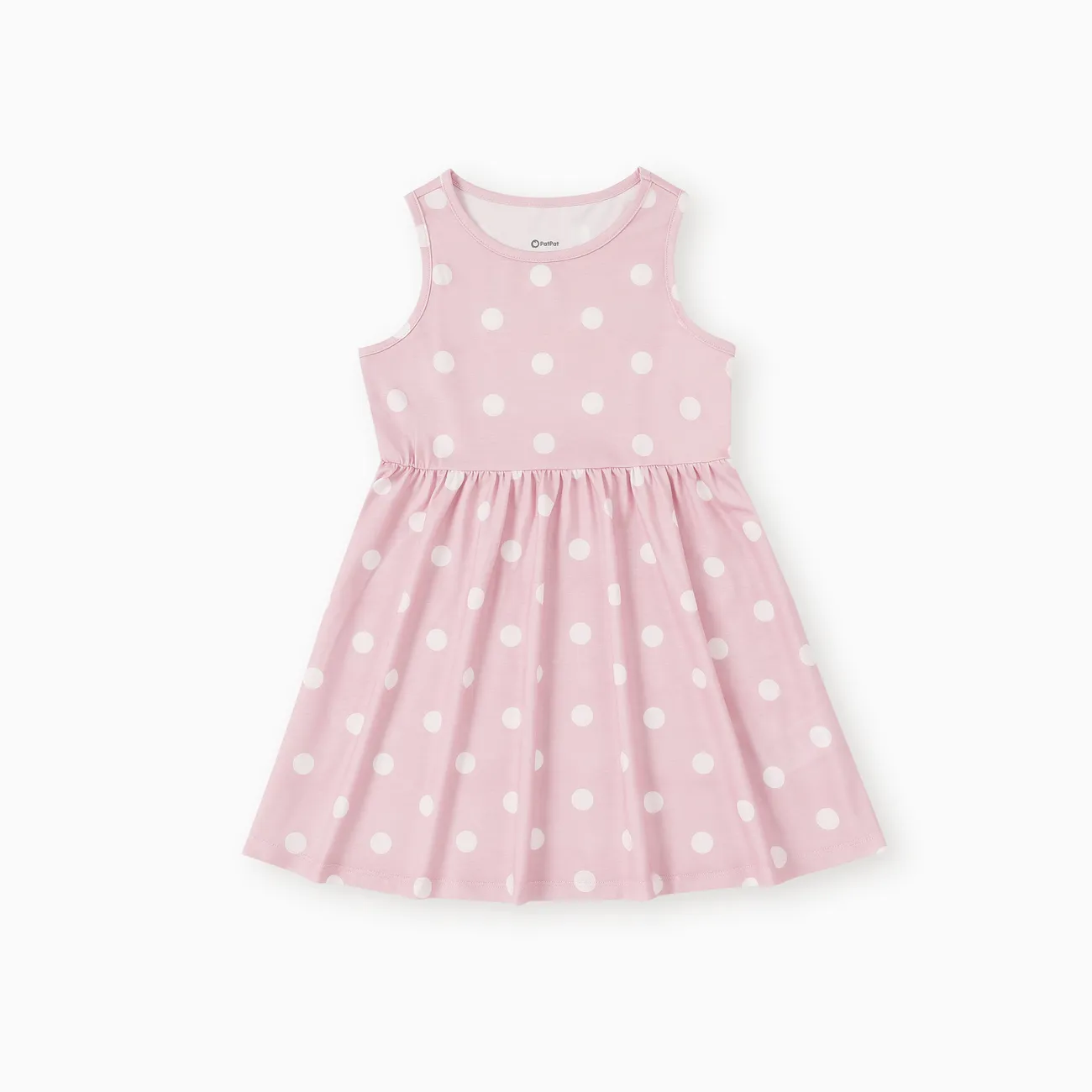 Toddler/Kid Girl Heart Print/Polka dots Sleeveless Dress Pink big image 1