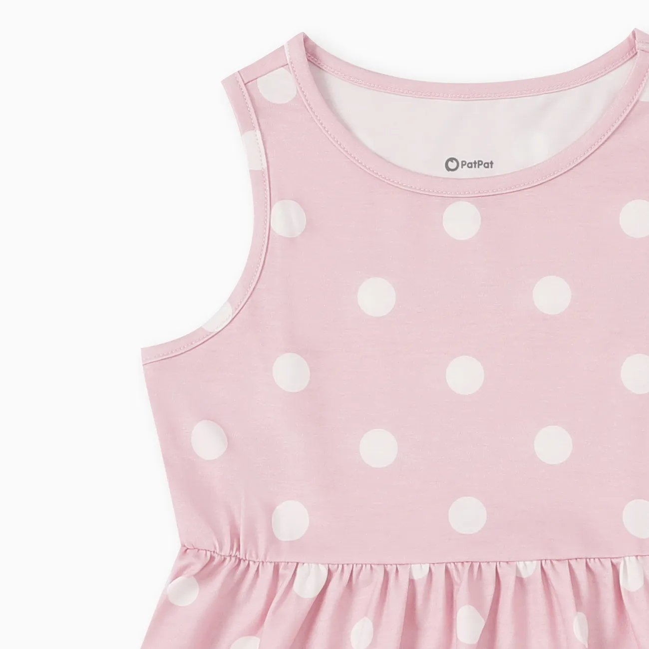 Toddler/Kid Girl Heart Print/Polka dots Sleeveless Dress Pink big image 1