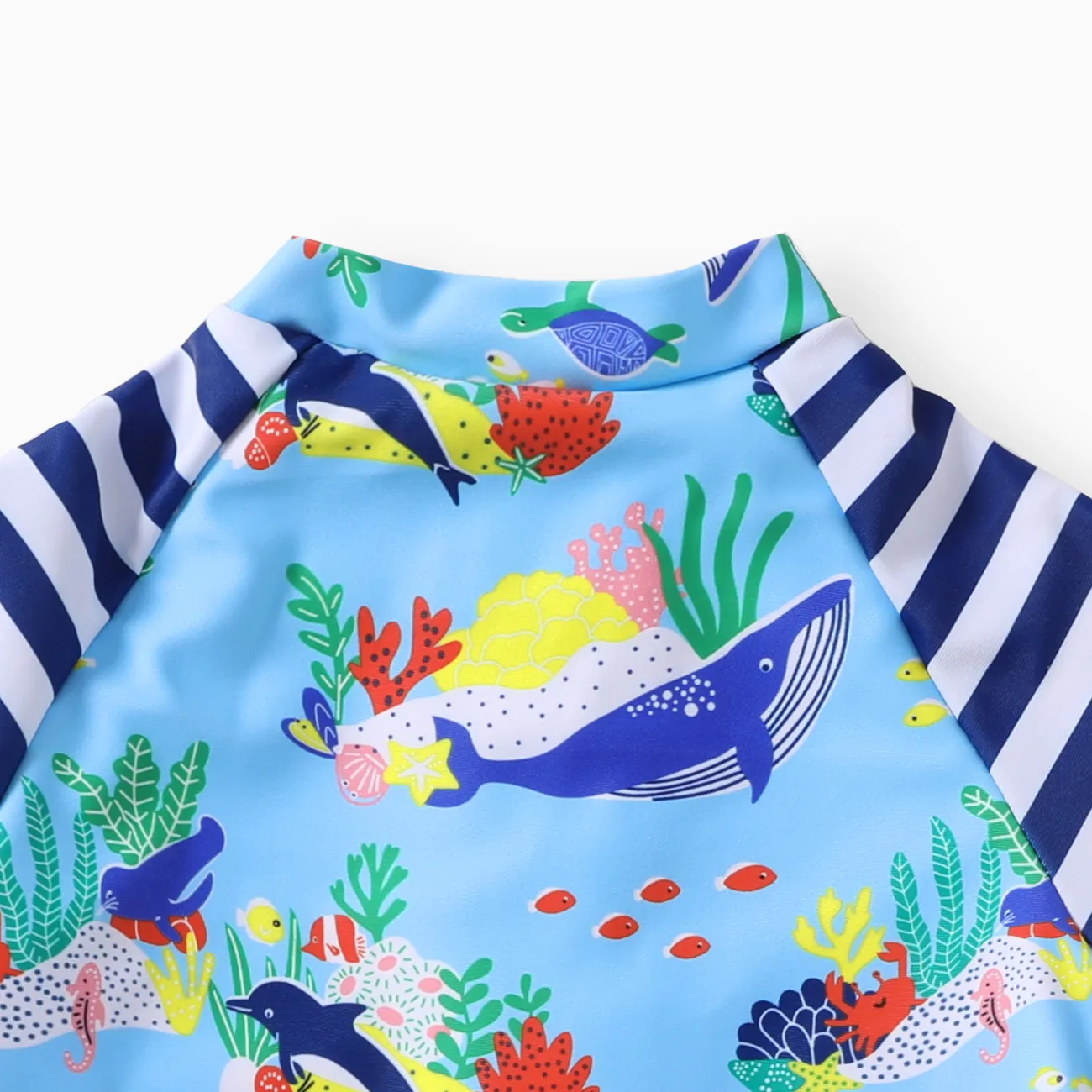 Baby Jungen Reißverschluss Lässig Kurzärmelig Badeanzüge blau big image 1