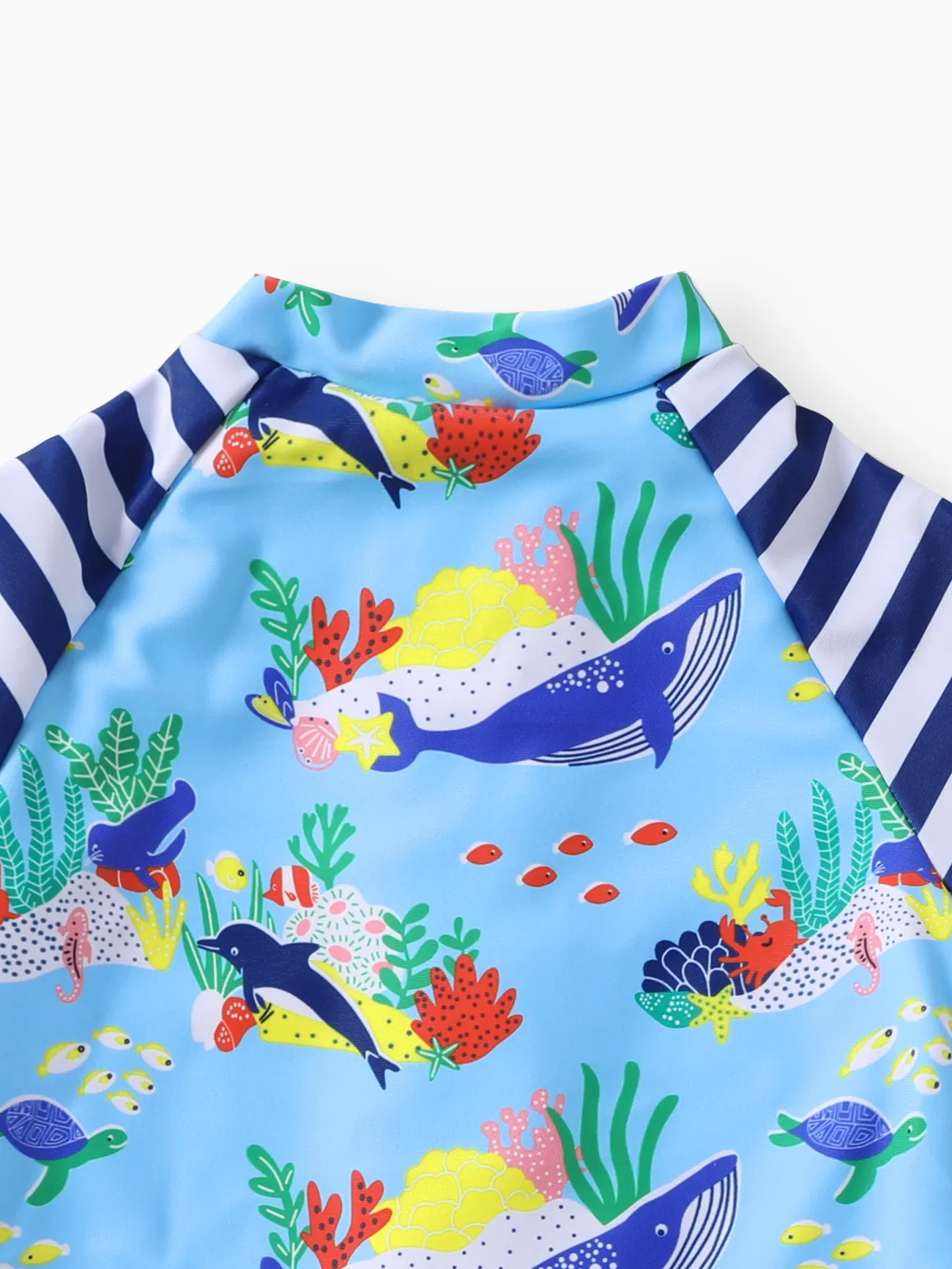 嬰兒 男 拉鍊 休閒 短袖 泳衣 藍色 big image 1