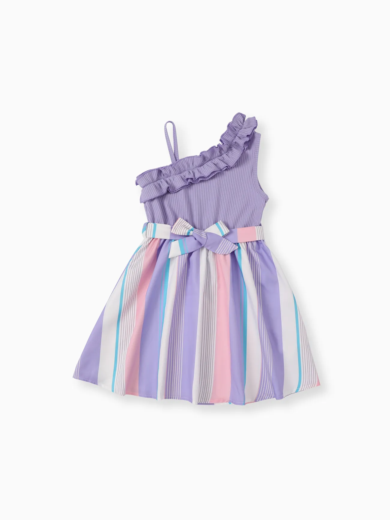 Enfants Fille Couture de tissus Rayures Robes Violet big image 1