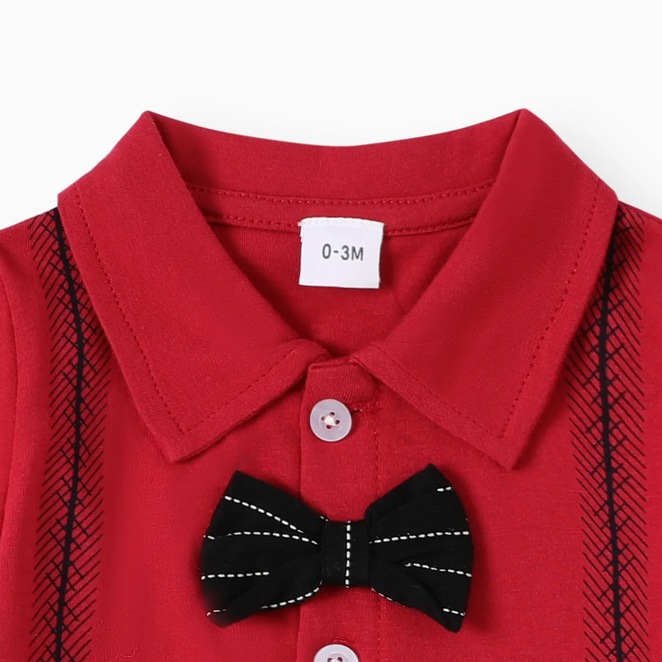 Bébé Garçon Couture de tissus Classique Manches courtes Combinaisons Rouge big image 1