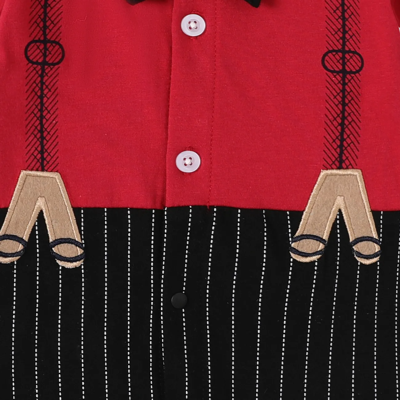 Bébé Garçon Couture de tissus Classique Manches courtes Combinaisons Rouge big image 1