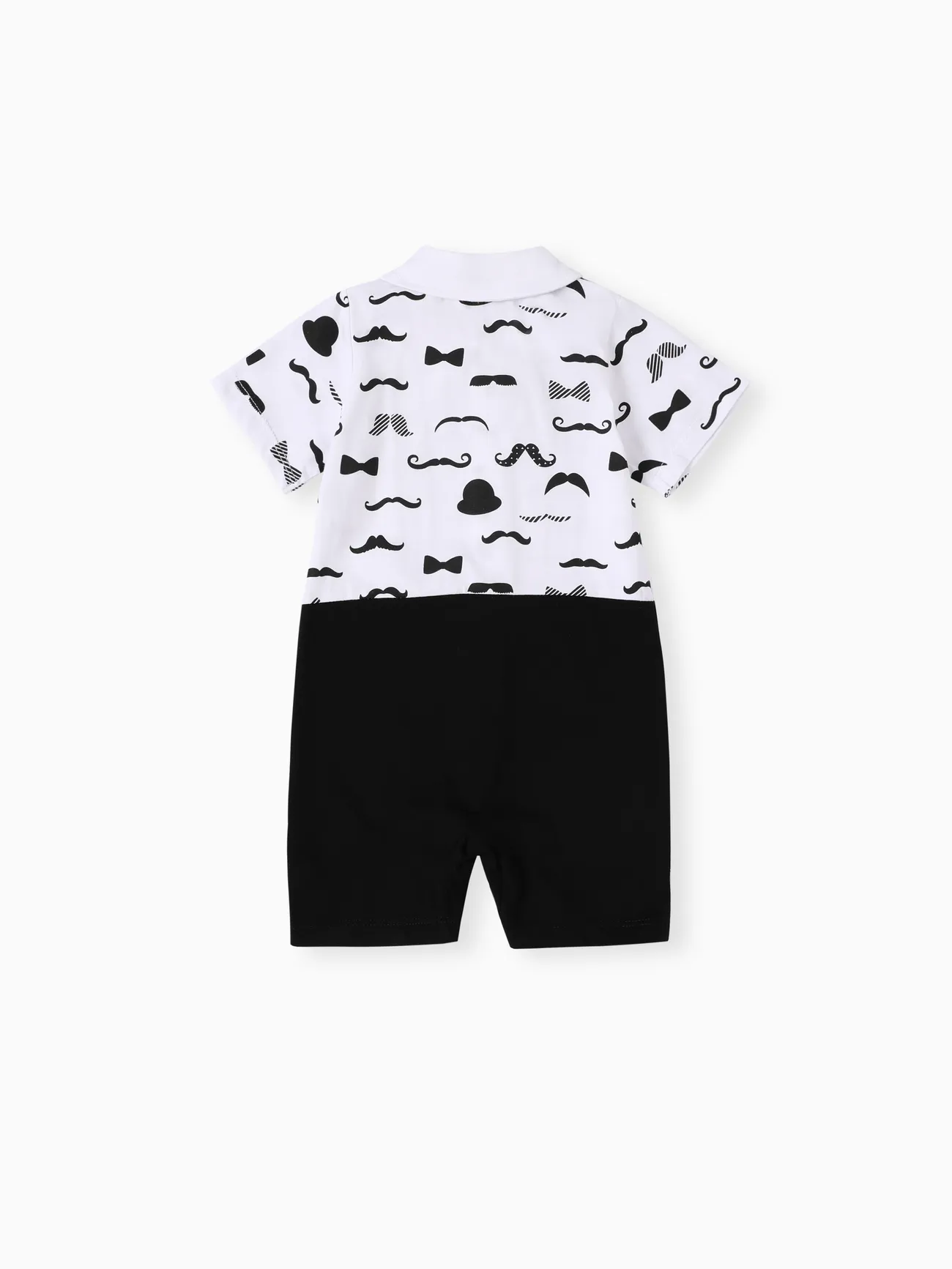 Baby Boy Casual Cotton Stitched Fabric Short Sleeve Jumpsuit Black big image 1