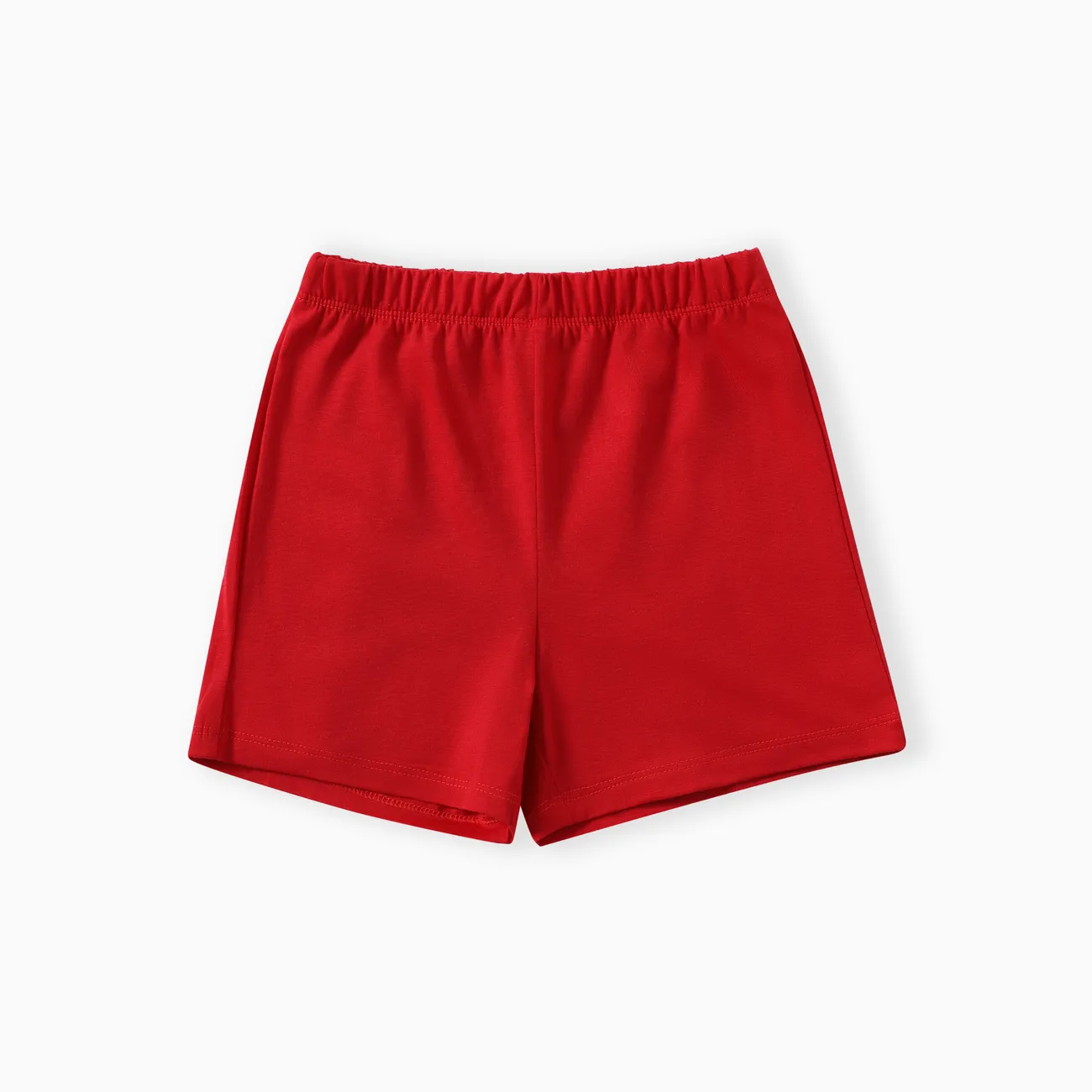 Niño pequeño / niño niño / niña 2 piezas de juego de pijamas de solapa de color sólido Rojo big image 1
