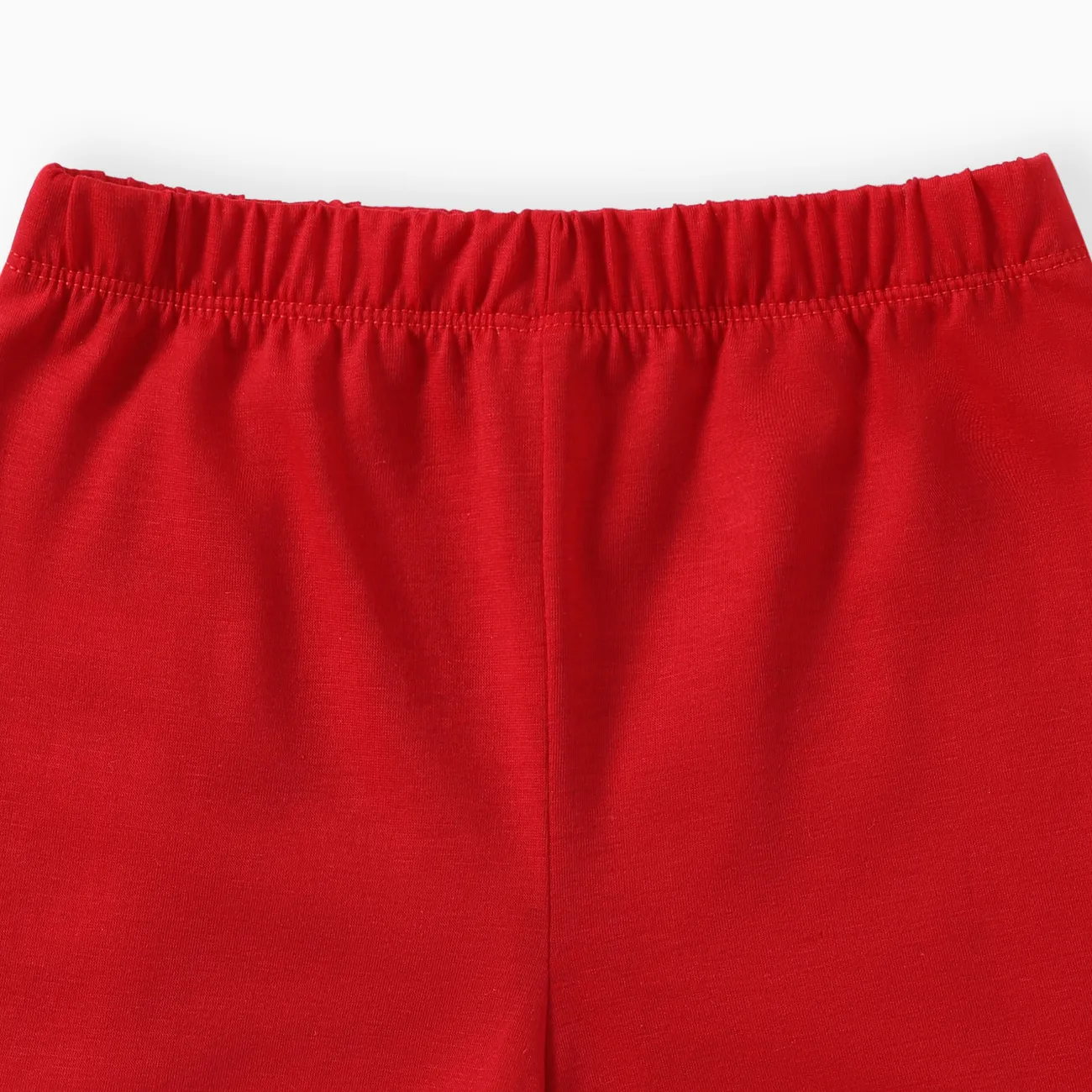 Niño pequeño / niño niño / niña 2 piezas de juego de pijamas de solapa de color sólido Rojo big image 1