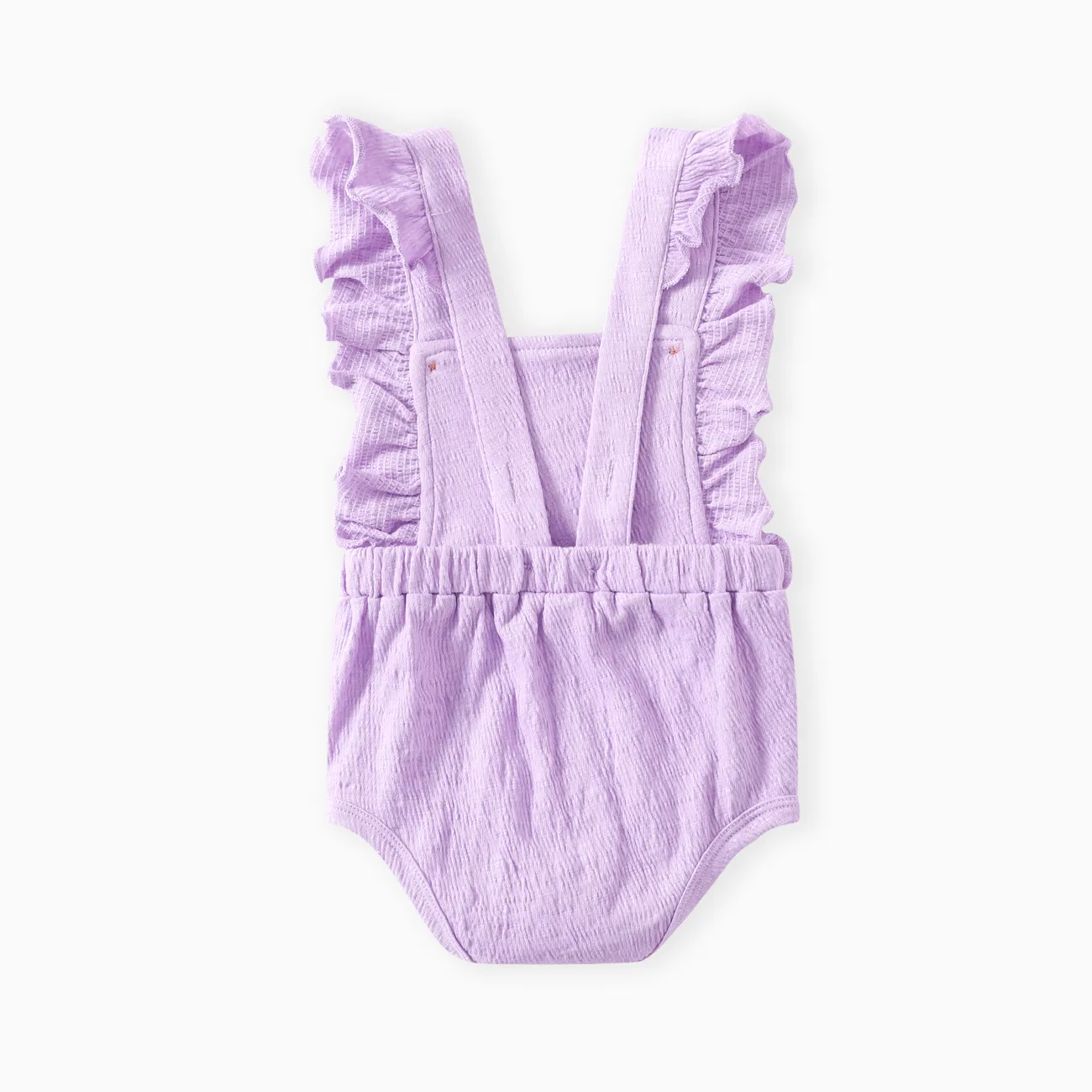 Baby Girl Solid Color Ruffled Button Romper Purple big image 1