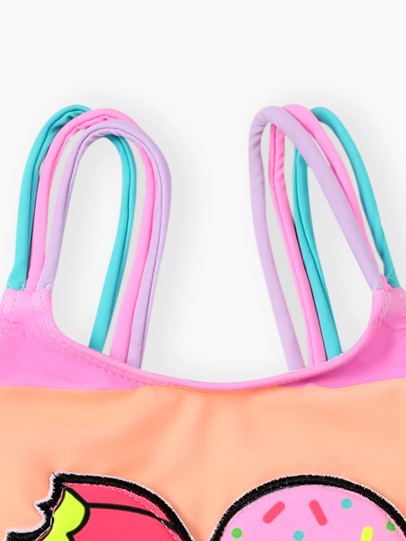 Regenbogengestreifter Badeanzug mit 3D-Design für Kinder Mehrfarbig big image 1