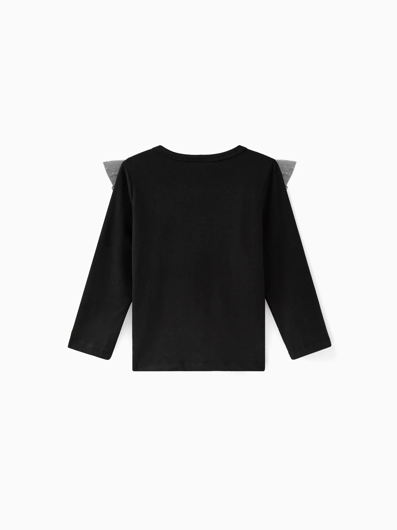 Black - Barbie Toddler Girl Letter Print Mesh Panel Long-sleeve Tee - image 2