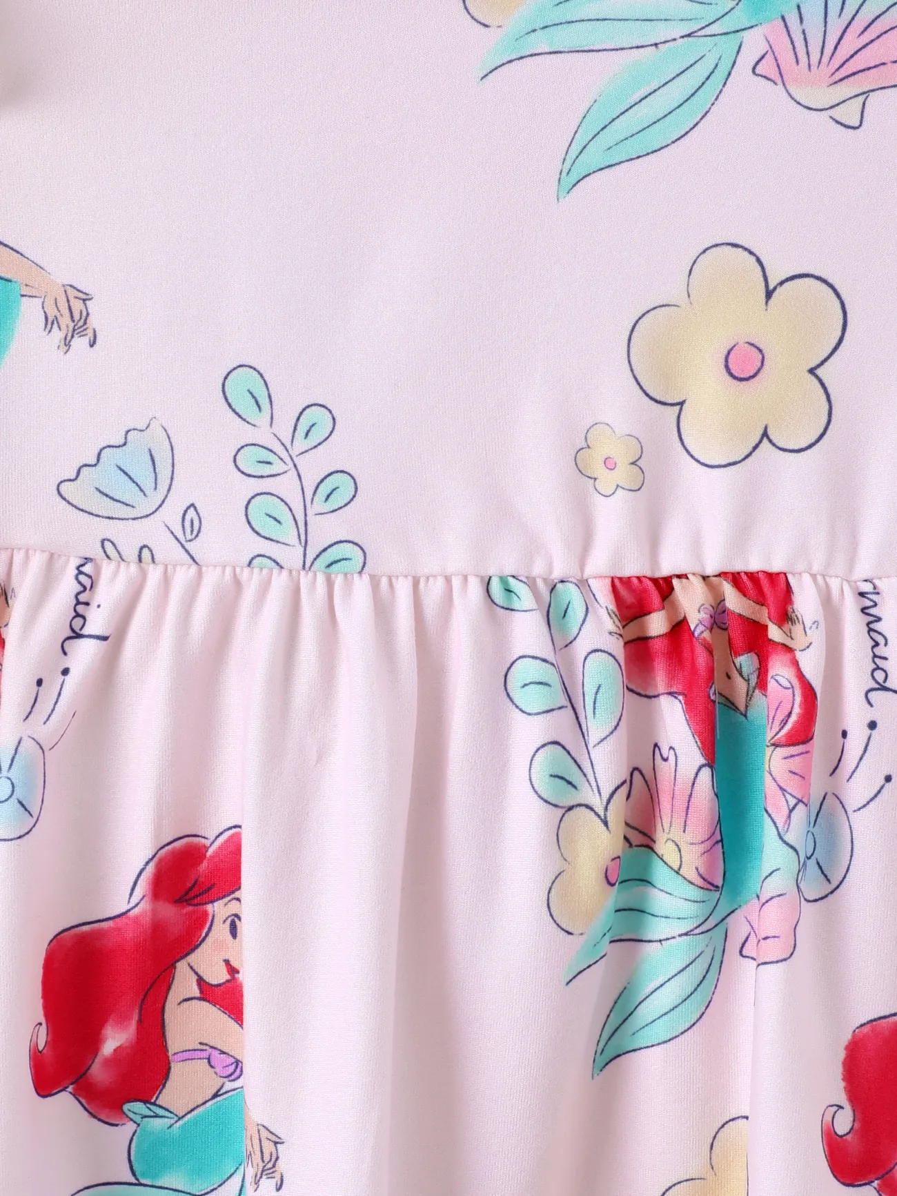 Disney Princess Baby Girl Floral & Character Print Ruffled Long-sleeve Dress  Pink big image 1