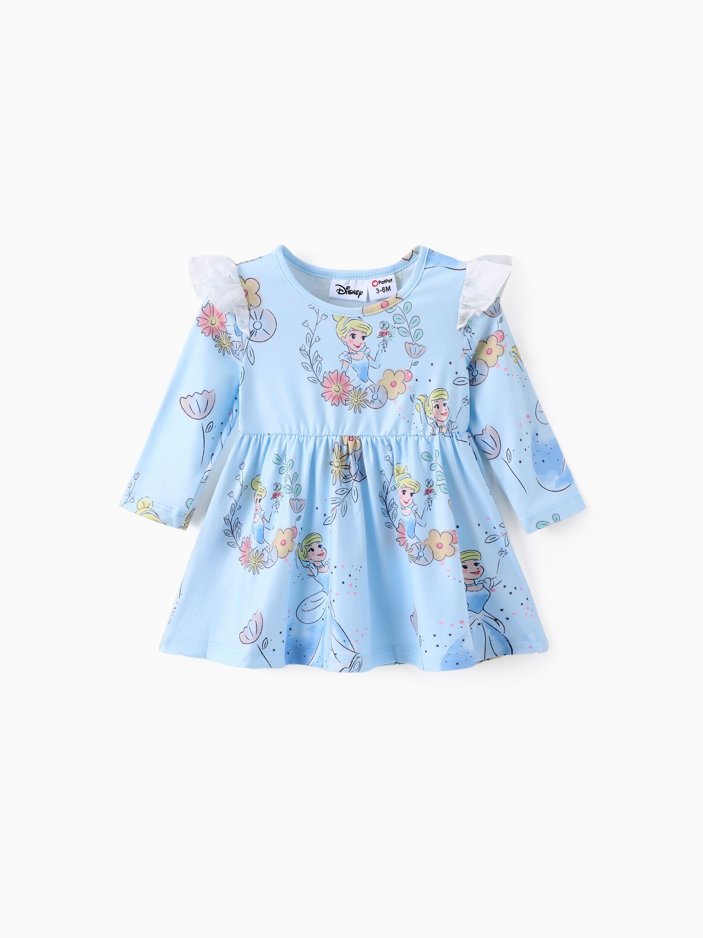 

Disney Princess Baby Girl Floral & Character Print Ruffled Long-sleeve Dress
