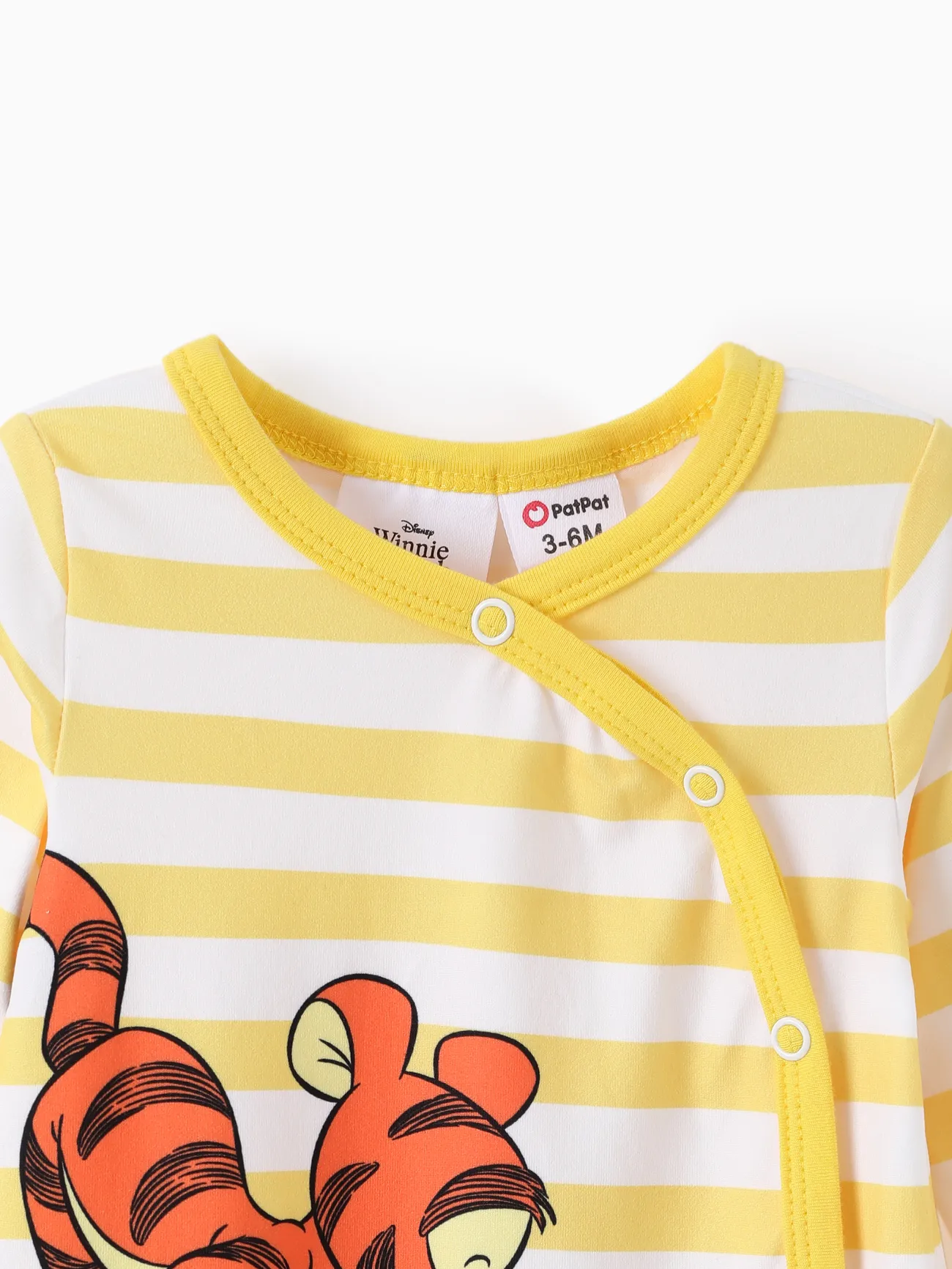 Disney Winnie the Pooh Baby Girl/Boy Stripe & Character Print Long-sleeve Jumpsuit  Yellow big image 1