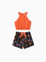 

2pcs Kid Girl Yellow Halter Camisole and Bowknot Design Exotic Shorts Set