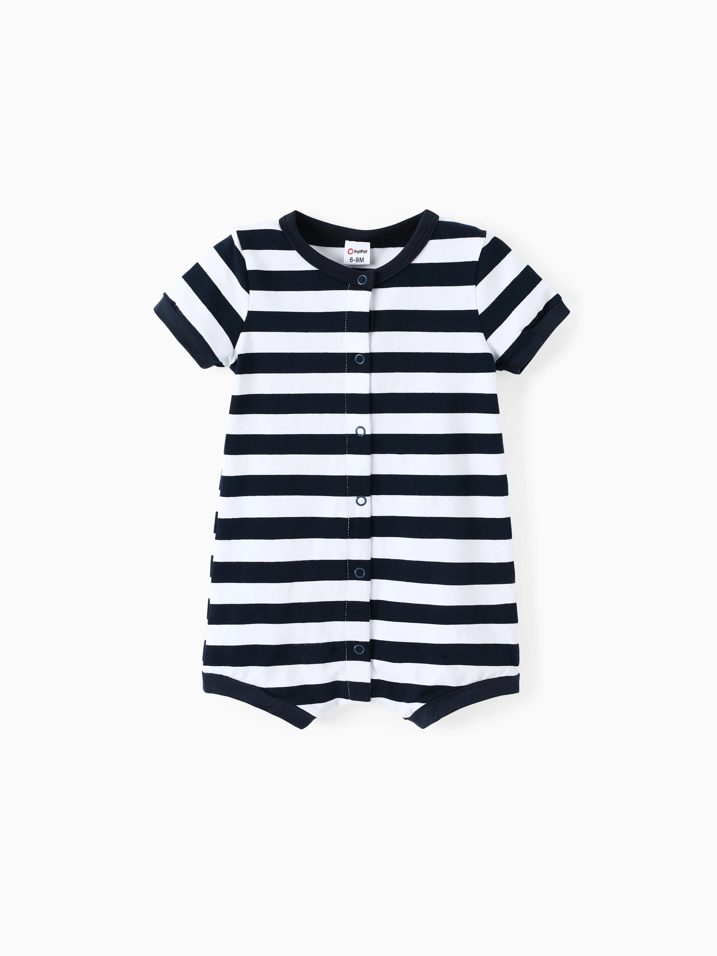 

Baby Boy Print/Striped Short-sleeve Snap Romper