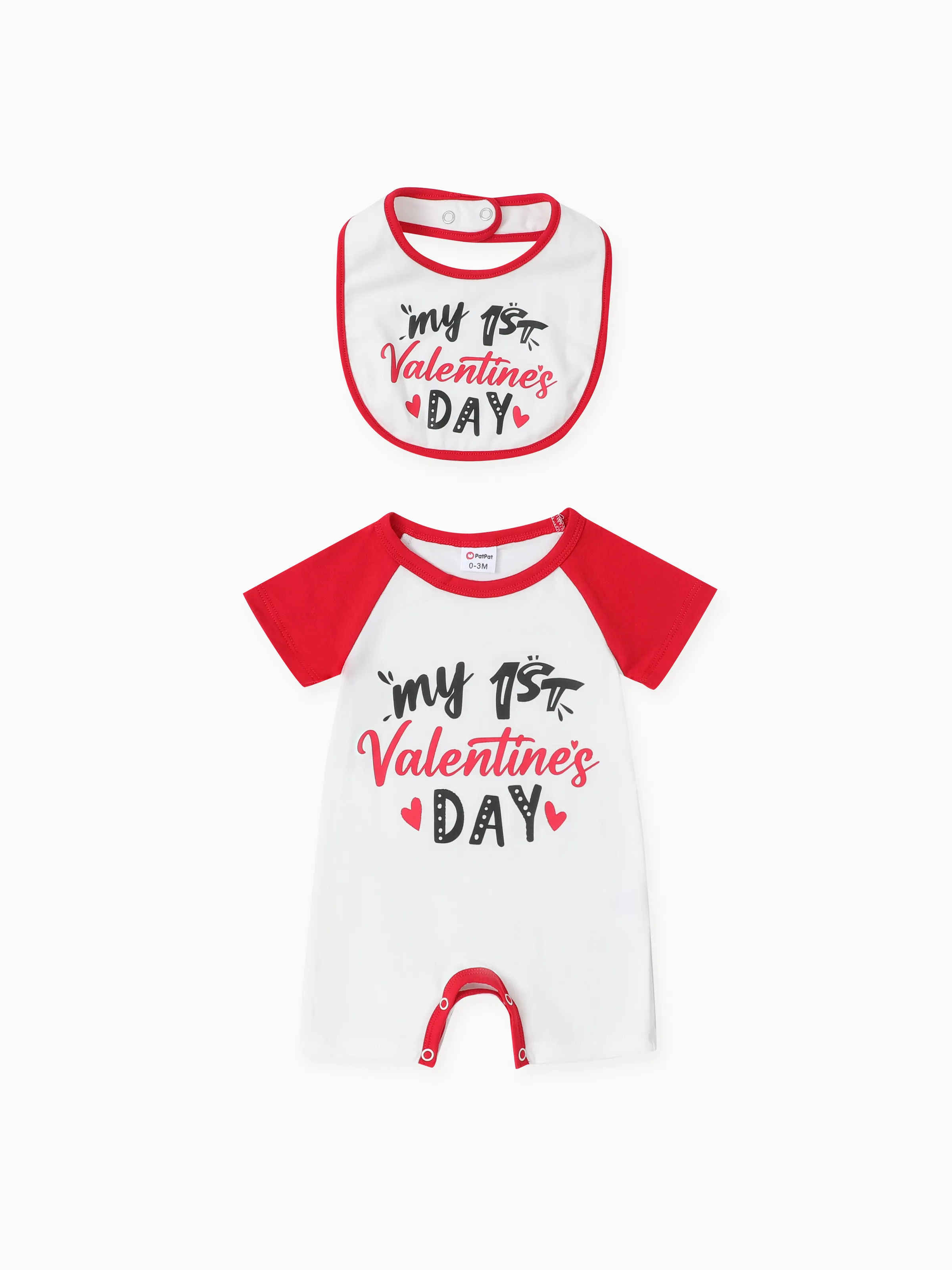

Baby Boy/Girl Valentine's Day 2pcs Letter Print Romper and bib Set