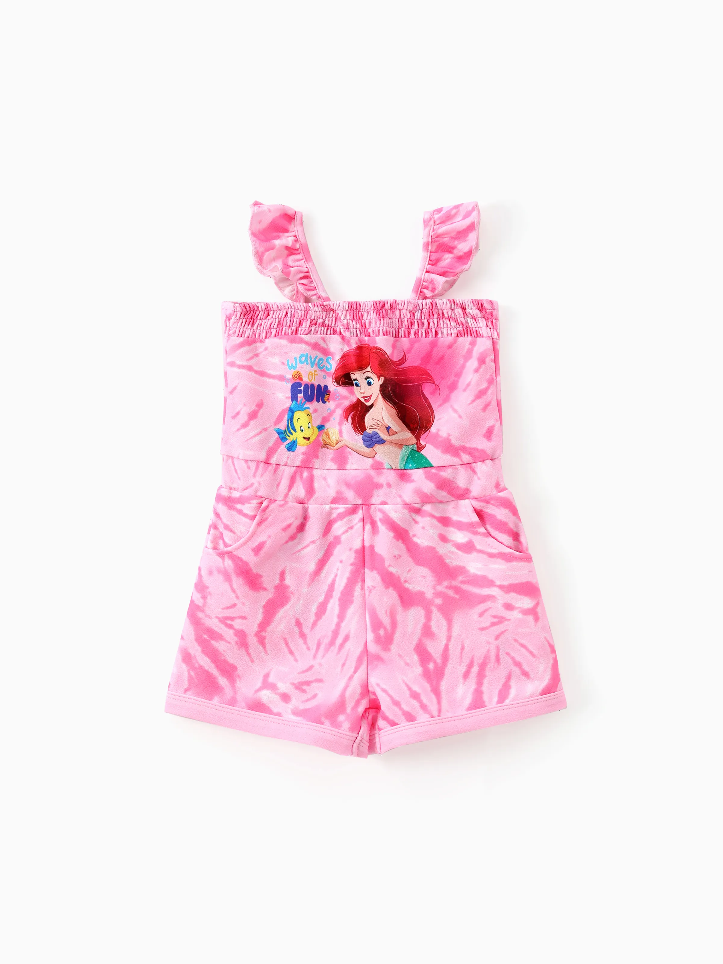 Disney Princesse Enfant en Bas Âge Filles Ariel/Vaiana/Raiponce 1pc Tie-dye Personnage Imprimé Combinaison à manches flottantes