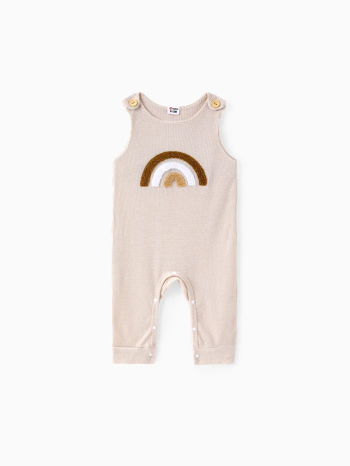 mono de tirantes con gofres bordado arcoíris para bebé niño/niña