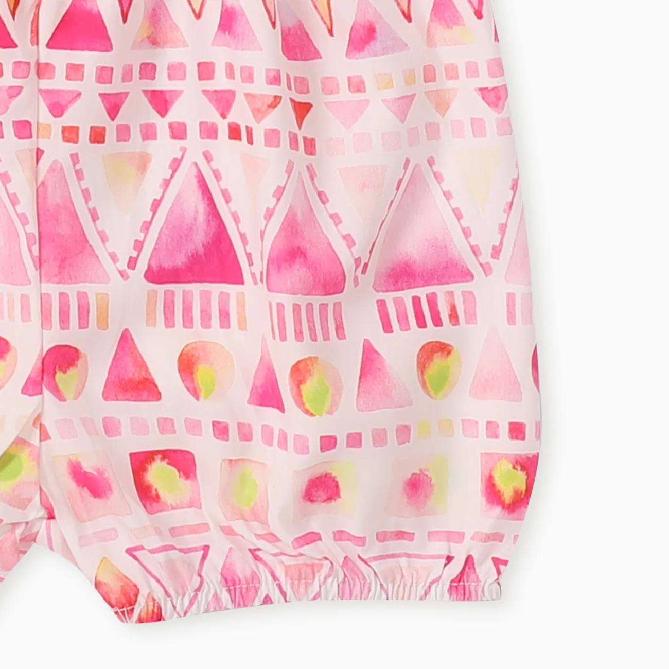 Baby Girl 2pcs Geometric Pattern Flutter Sleeve Jumpsuit and Headband Set Multi-color big image 1
