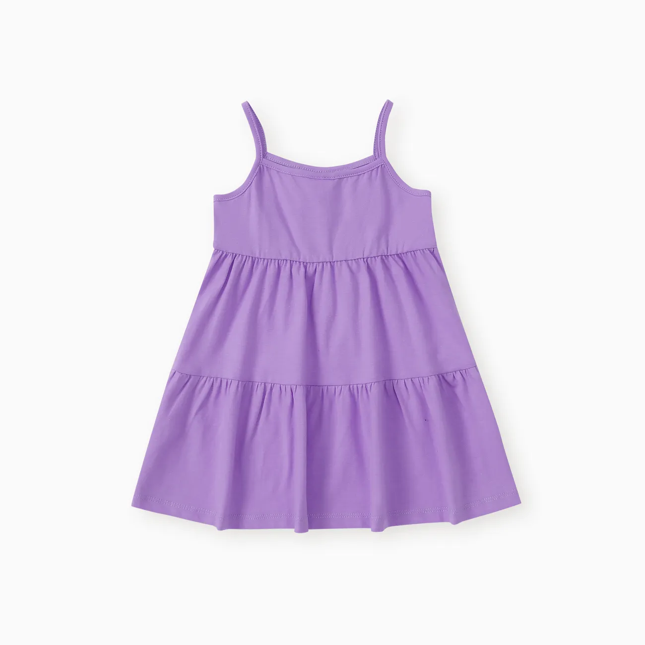 Toddler Girl Basic Solid Multilayers Cami Dress Purple big image 1