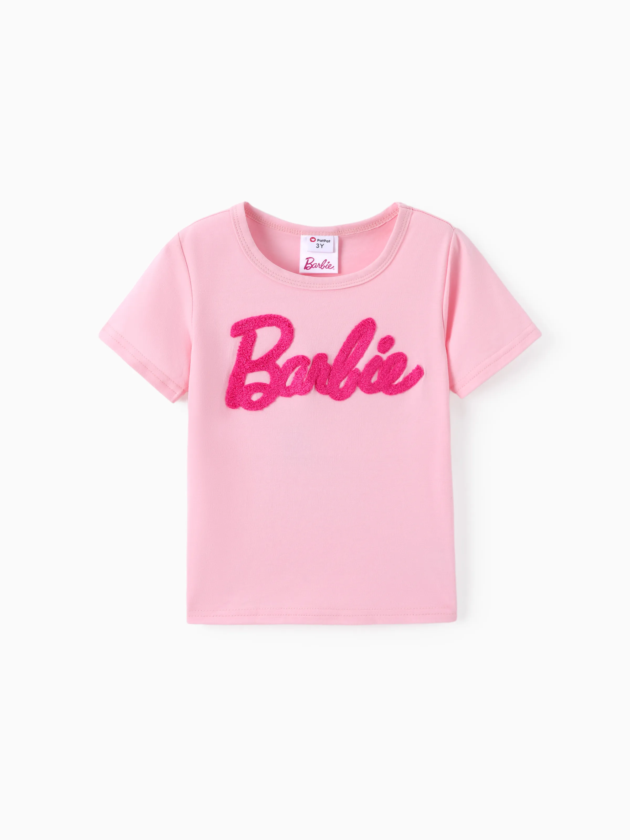 Barbie Enfant En Bas âge/enfant Fille Lettre Brodée T-shirt En Coton à Manches Courtes