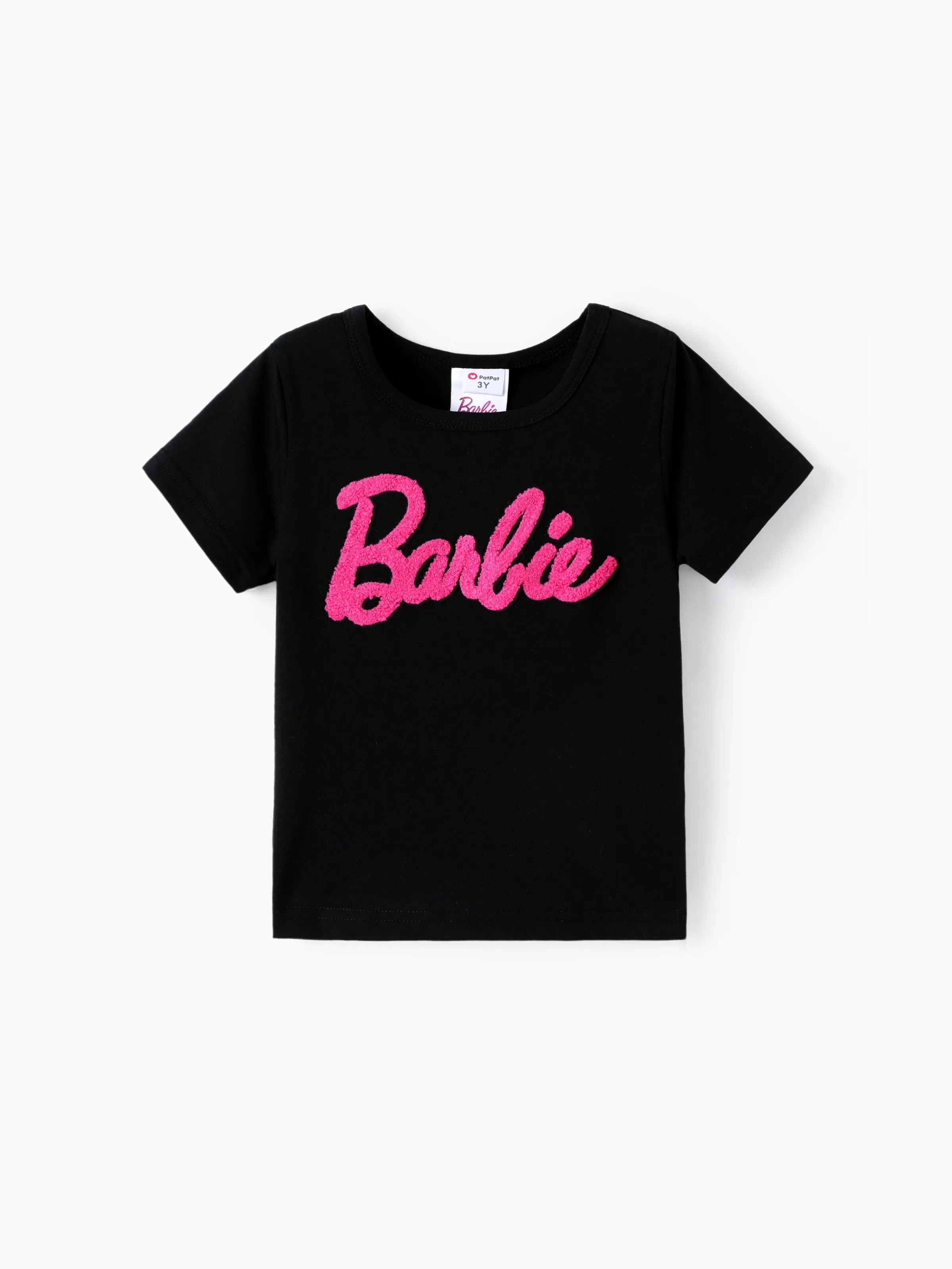 Kurzarm-Baumwoll-T-Shirt mit Barbie-Kleinkind-/Kindmädchen-Buchstabenstickerei