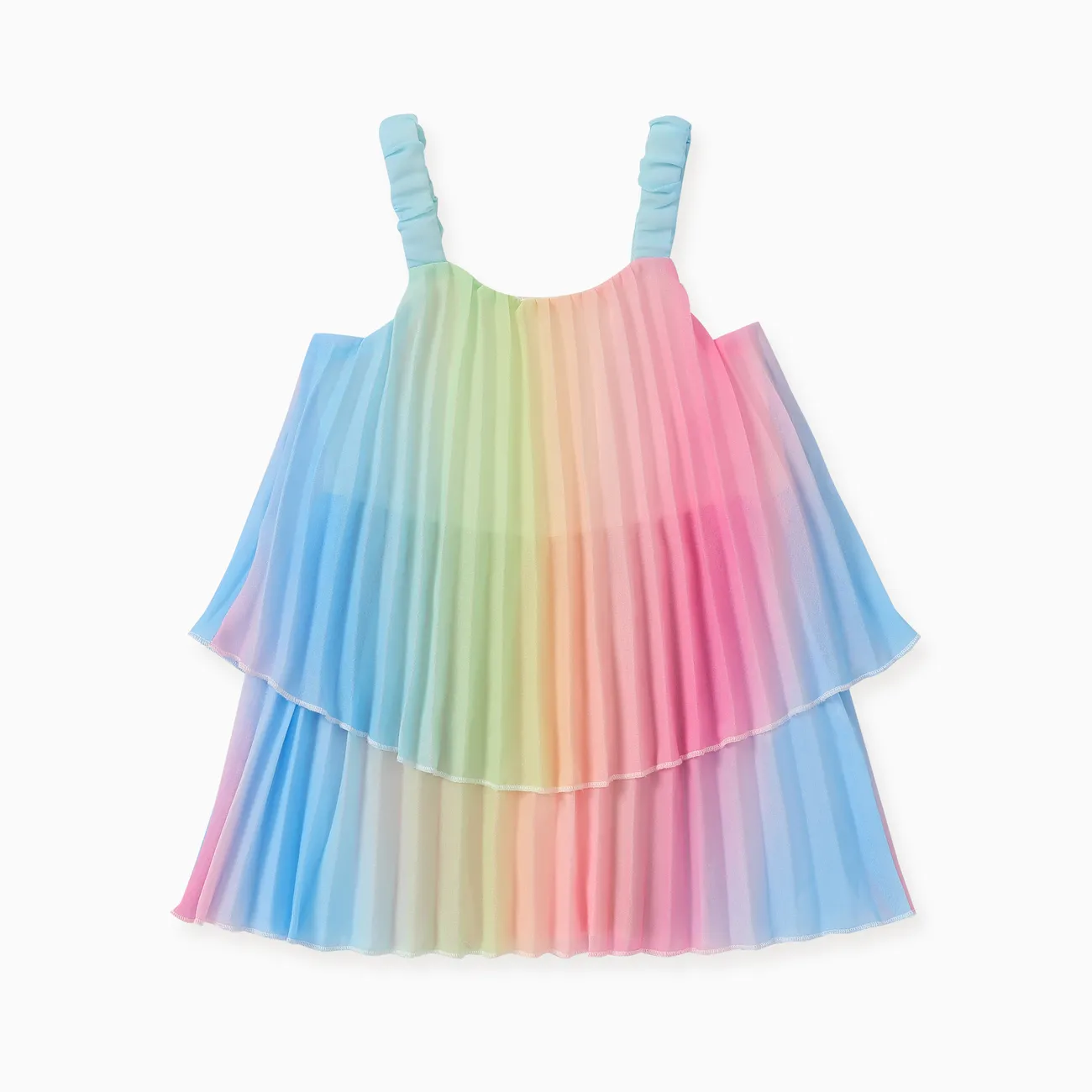 Baby Girl Rainbow Double-layer Cami Dress Multi-color big image 1