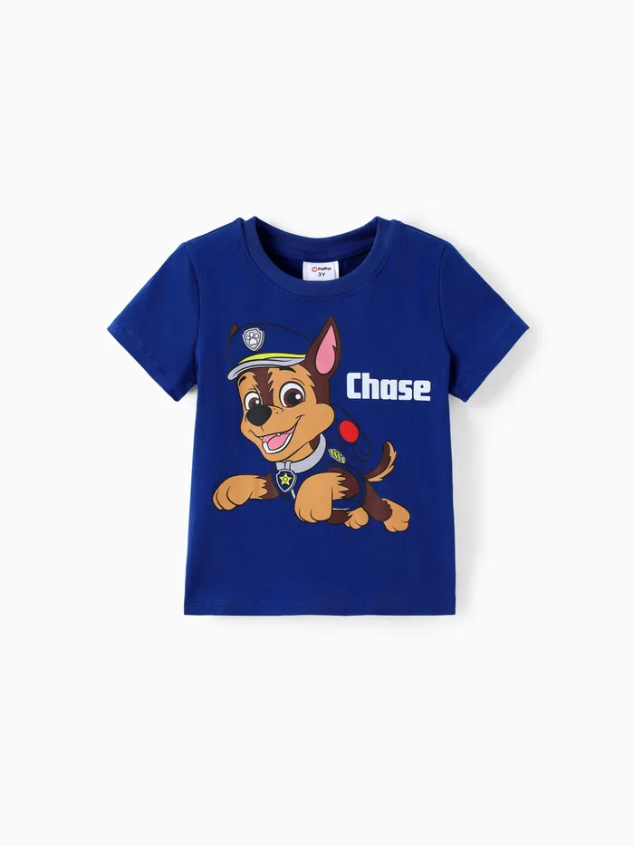 Camiseta de algodón de manga corta con estampado de personajes de Paw Patrol para niños pequeños y niñas