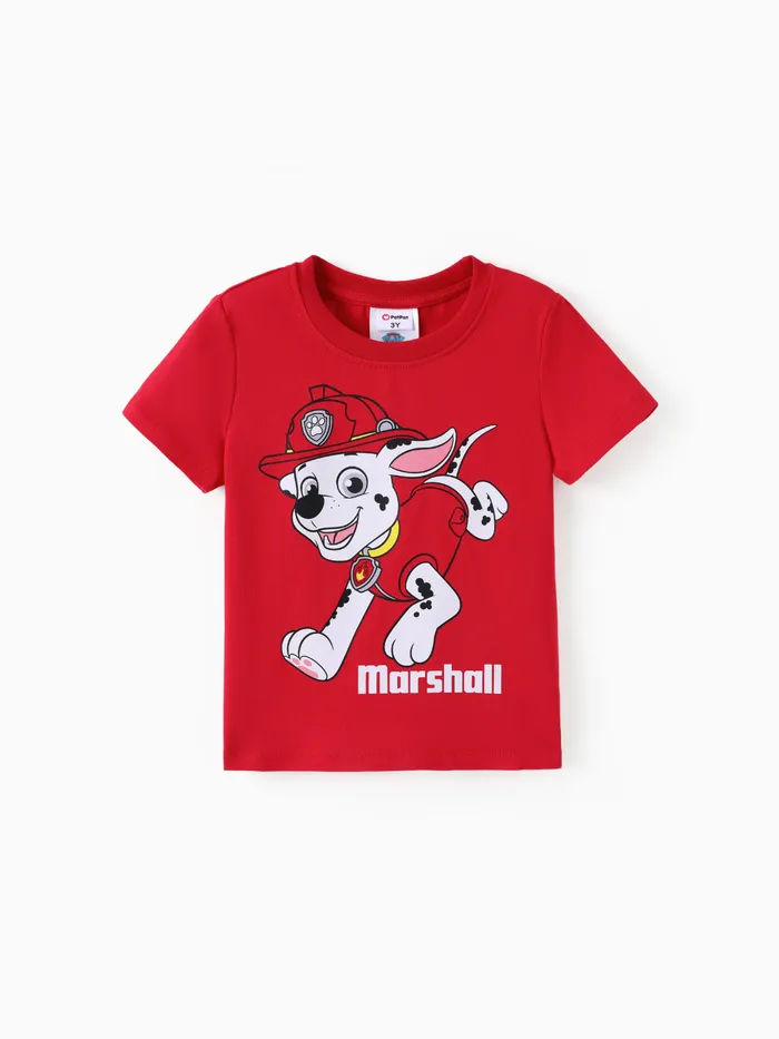 Camiseta de algodón de manga corta con estampado de personajes de Paw Patrol para niños pequeños y niñas
