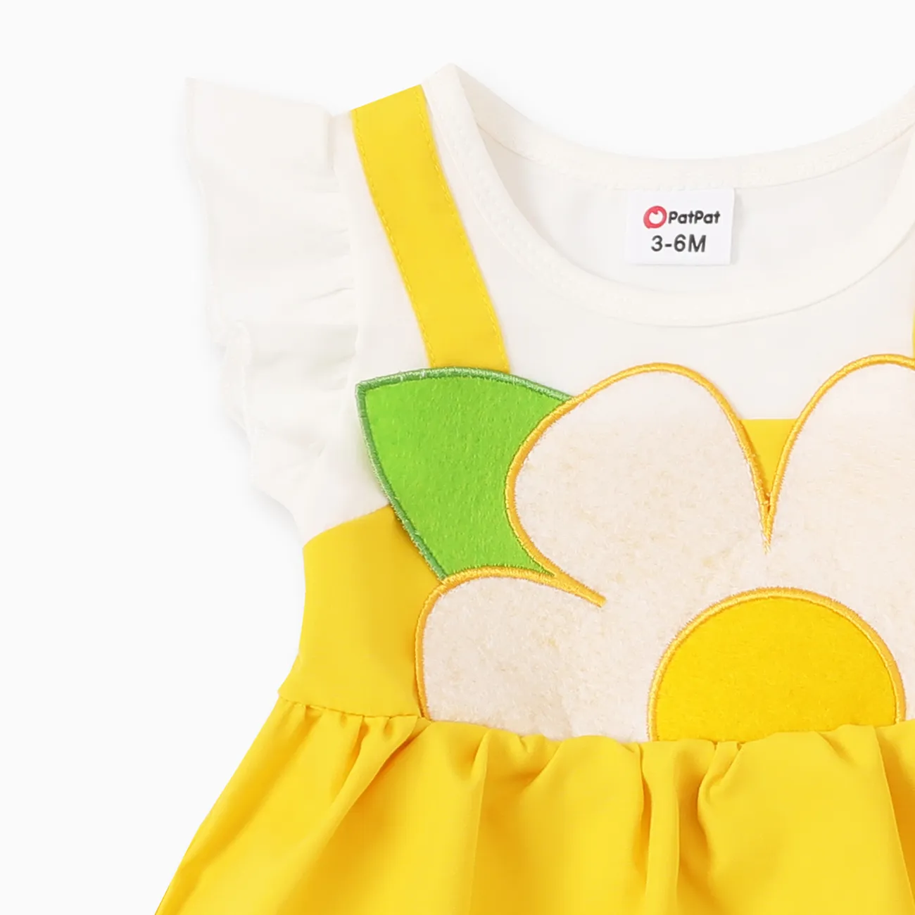 2件 嬰兒 喇叭袖 甜美 無袖 連衣裙 黃色 big image 1