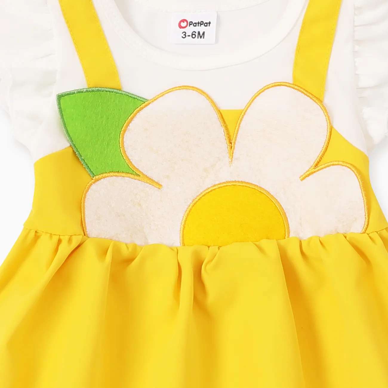 2 Stück Baby Flatterärmel Süß Ärmellos Kleider gelb big image 1