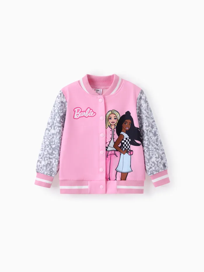 Barbie Toddler / Crianças Meninas Naia™ Carta Print Colorblock Jaqueta Bomber Leve