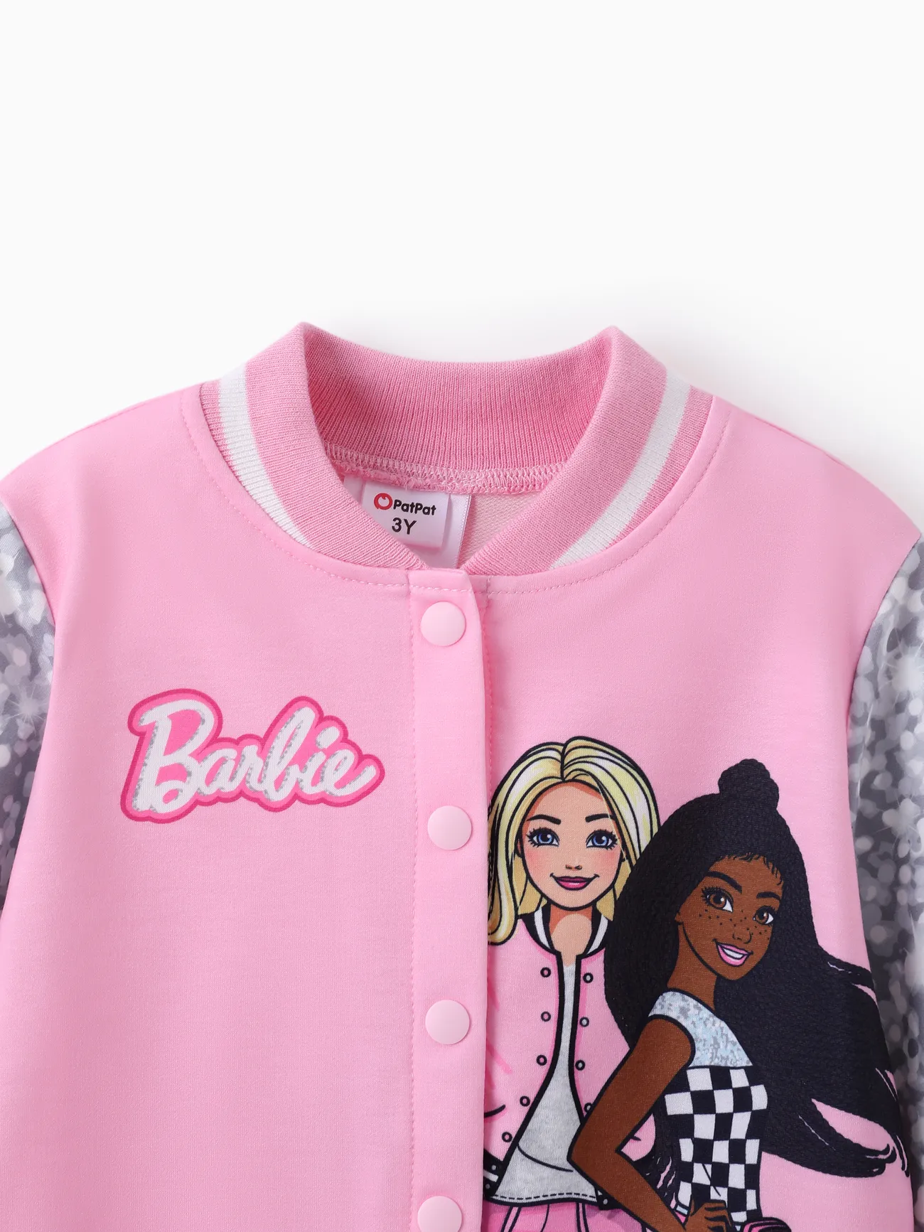 Barbie Toddler/Kids Girls Naia™ Letter Print Colorblock Lightweight Bomber Jacket Pink big image 1