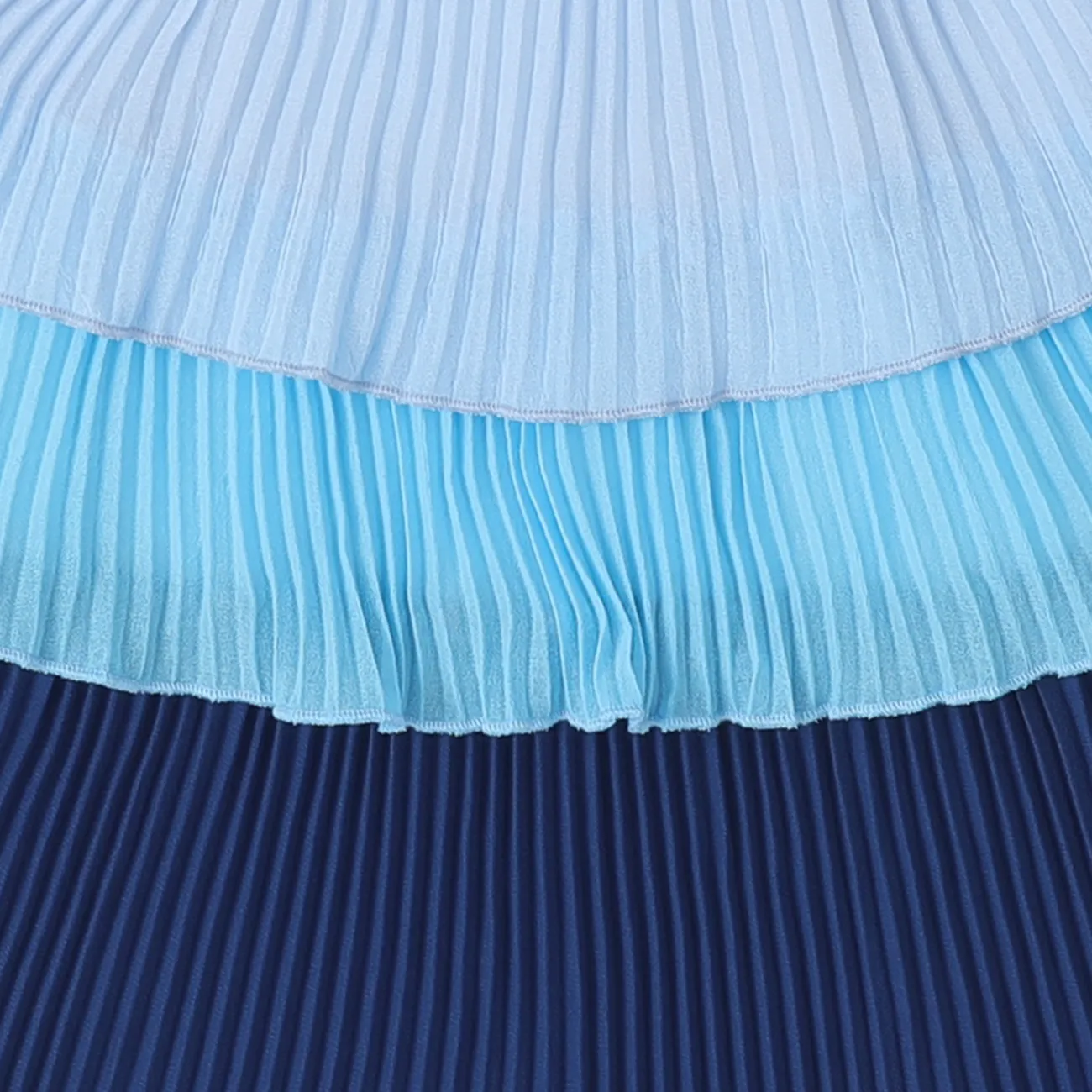 Baby Girl 2pcs Colorblock Multi-layered Cami Dress and Headband Set Blue big image 1