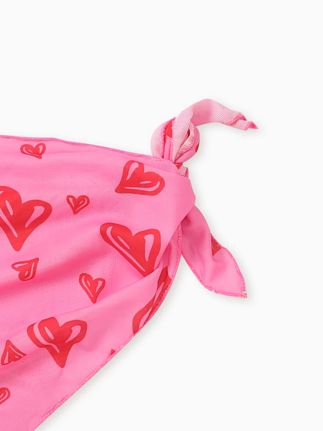 3pcs Kid Girl Heart-shaped Print Swimsuits Set Red big image 1
