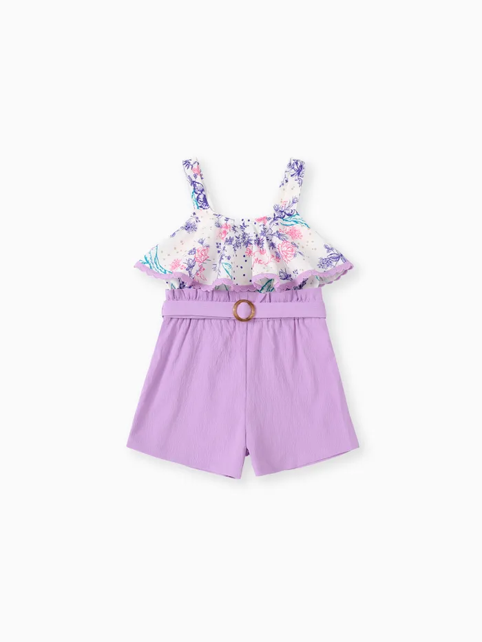 Kleinkind-Mädchen-Cami-Jumpsuit mit Blumendruck und Rüschen