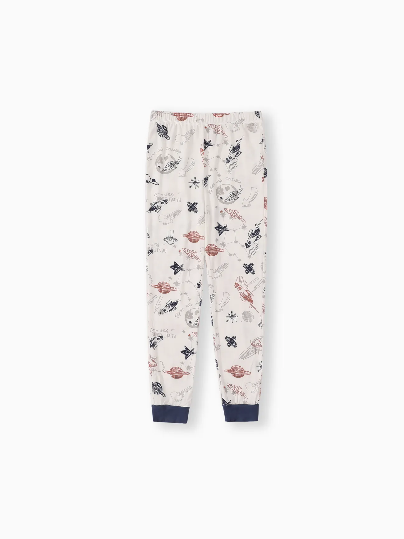 Kid Boy/Girl Childlike Rabbit Print Bambu Tecido Tight Pijamas Set off white big image 1