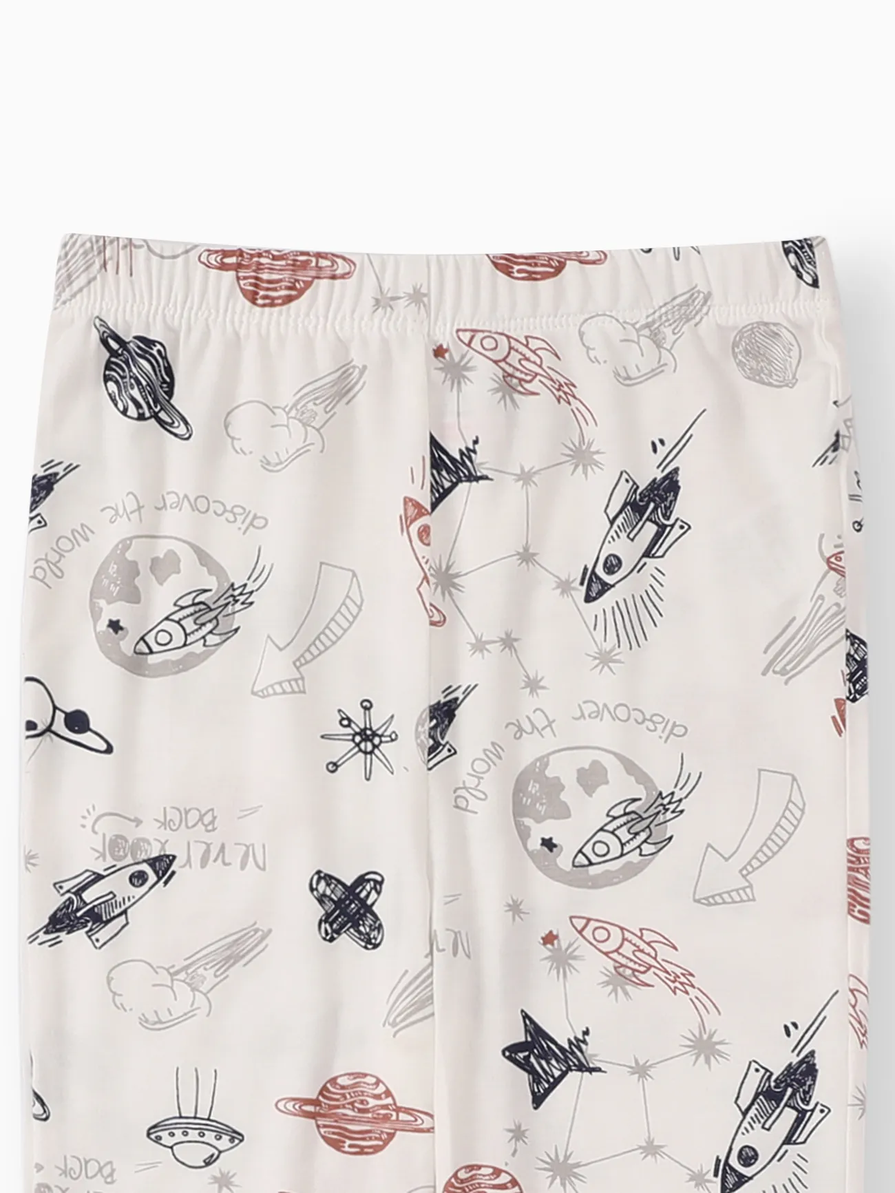 Kid Boy/Girl Childlike Rabbit Print Bamboo Fabric Tight Pajamas Set OffWhite big image 1