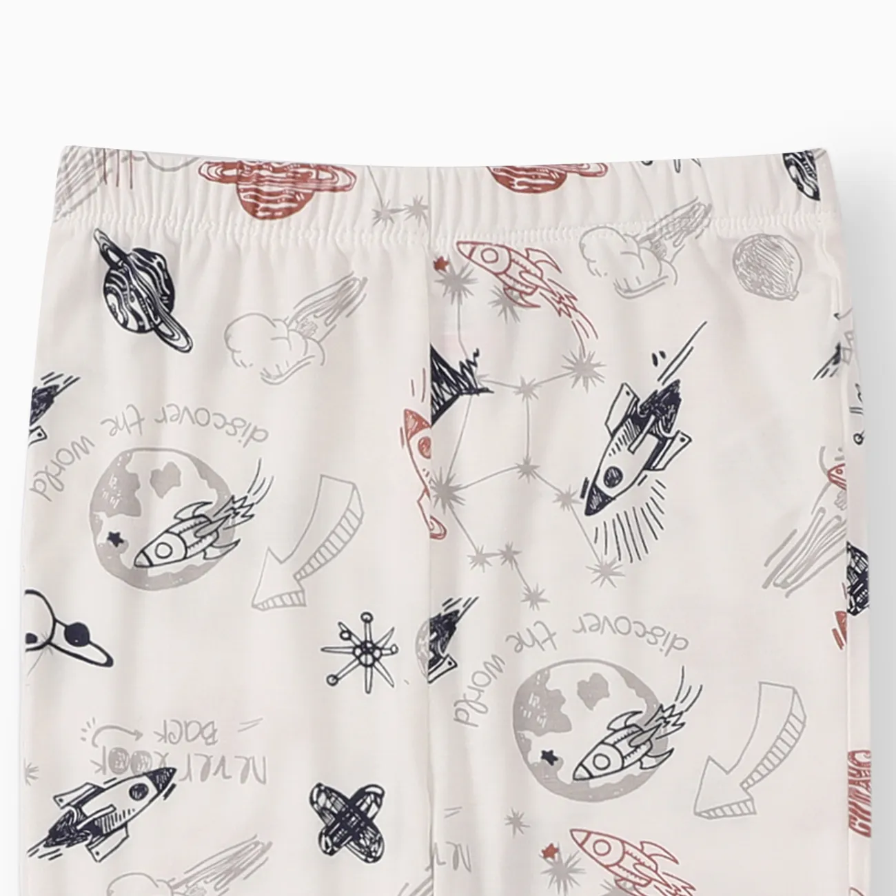Kid Boy/Girl Childlike Rabbit Print Bamboo Fabric Tight Pajamas Set OffWhite big image 1