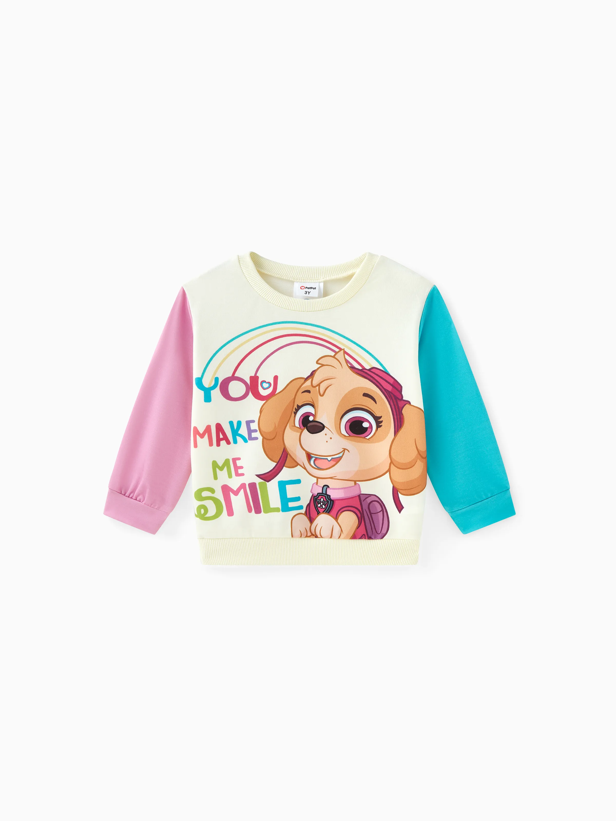 sudadera de algodón con bloques de colores y estampado de personajes de la patrulla canina para niños pequeños y niñas