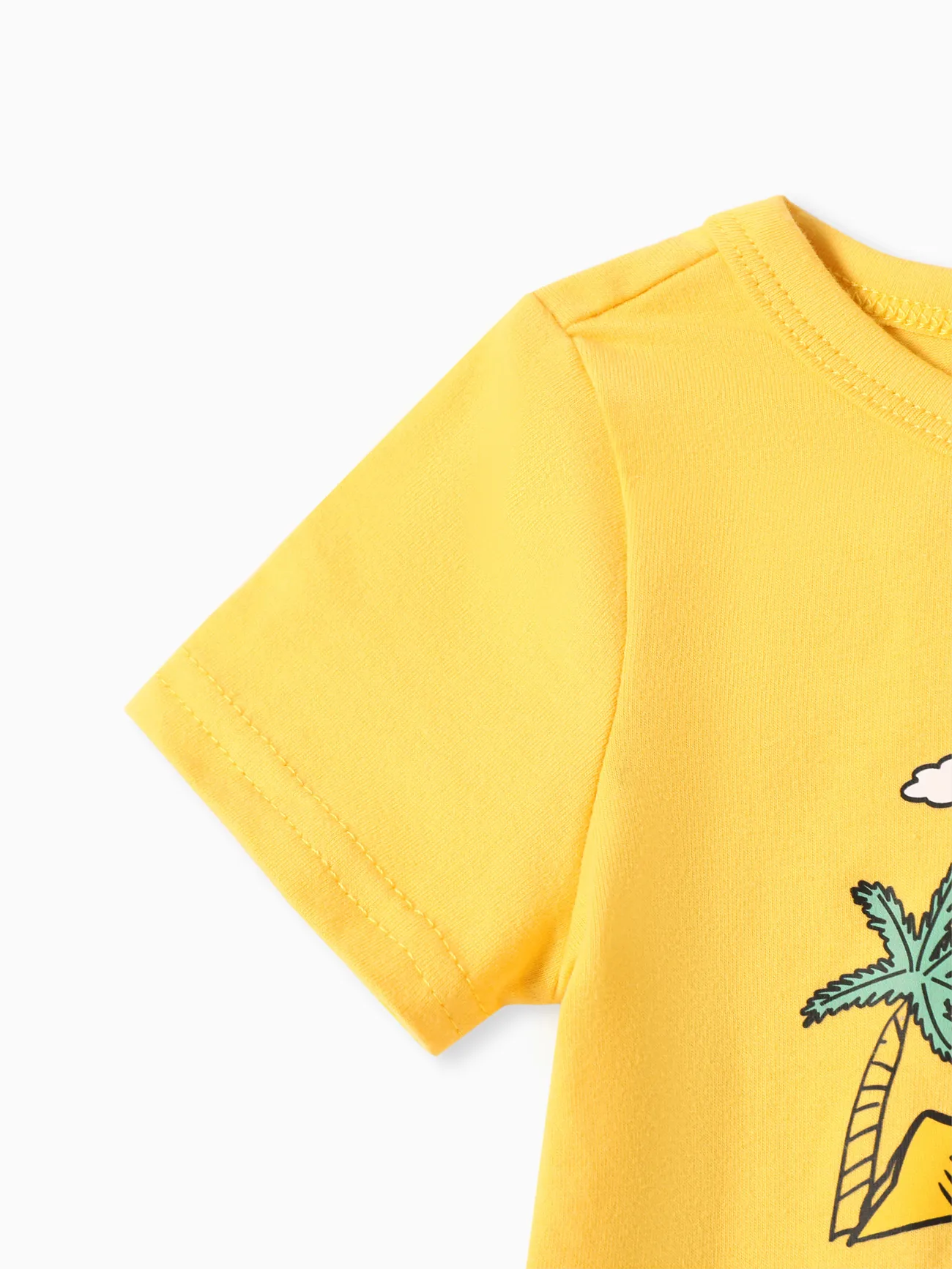 2pcs Baby Boy Dinosuar Print Romper and Shorts Set Yellow big image 1