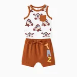 Looney Tunes Baby Boys 2pcs  Allover Cartoon Print Naia™ Tank Top and Cotton Shorts Set Brown