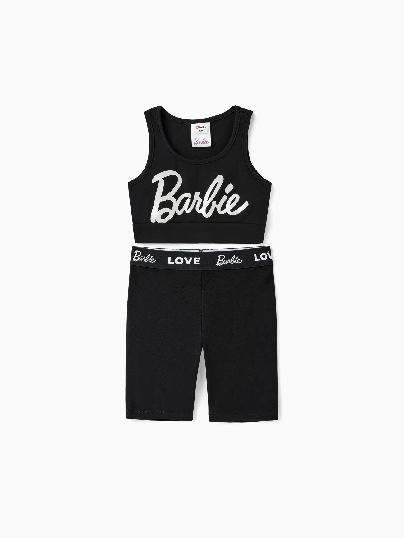Barbie 2pcs Toddler/Kid Girl Cotton Tank Top and Shorts Set Black big image 1