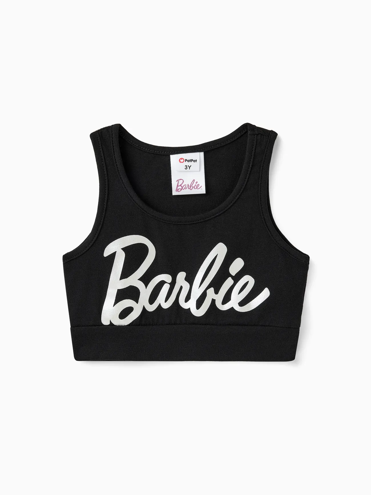 Barbie 2pcs Toddler/Kid Girl Cotton Tank Top and Shorts Set Black big image 1