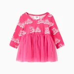 Barbie 復活節 嬰兒 布料拼接 甜美 長袖 連衣裙 玫瑰