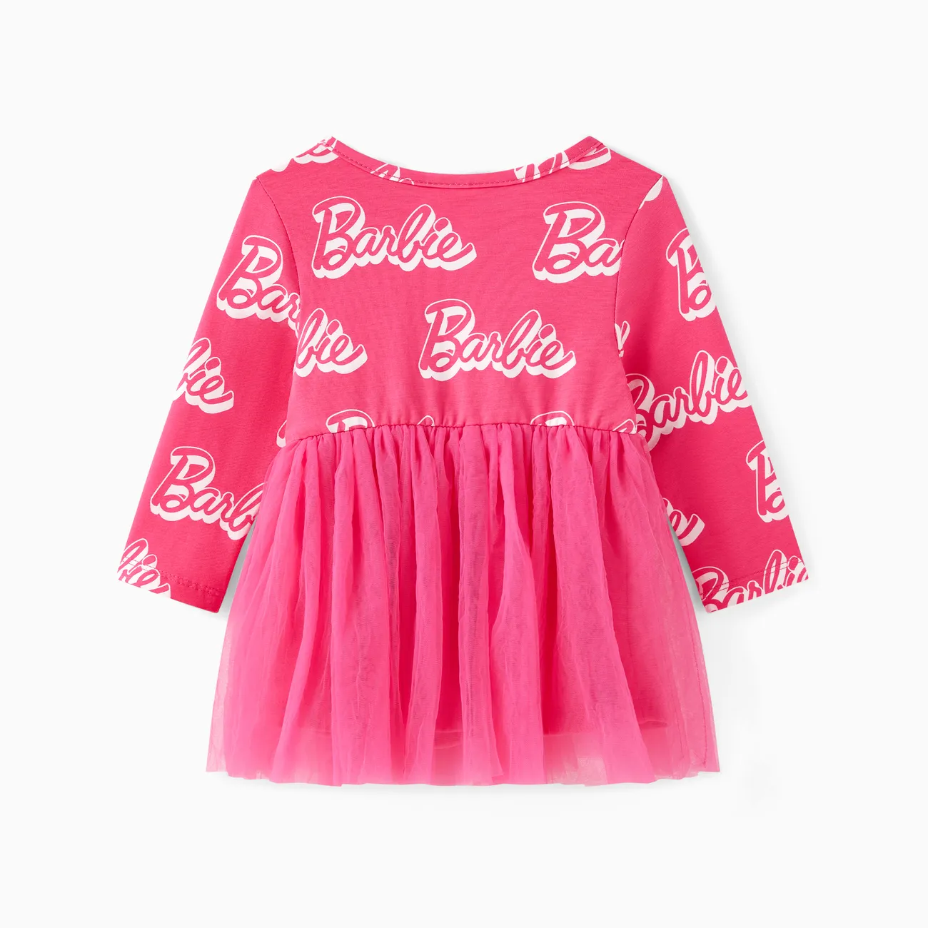 Barbie 復活節 嬰兒 布料拼接 甜美 長袖 連衣裙 玫瑰 big image 1