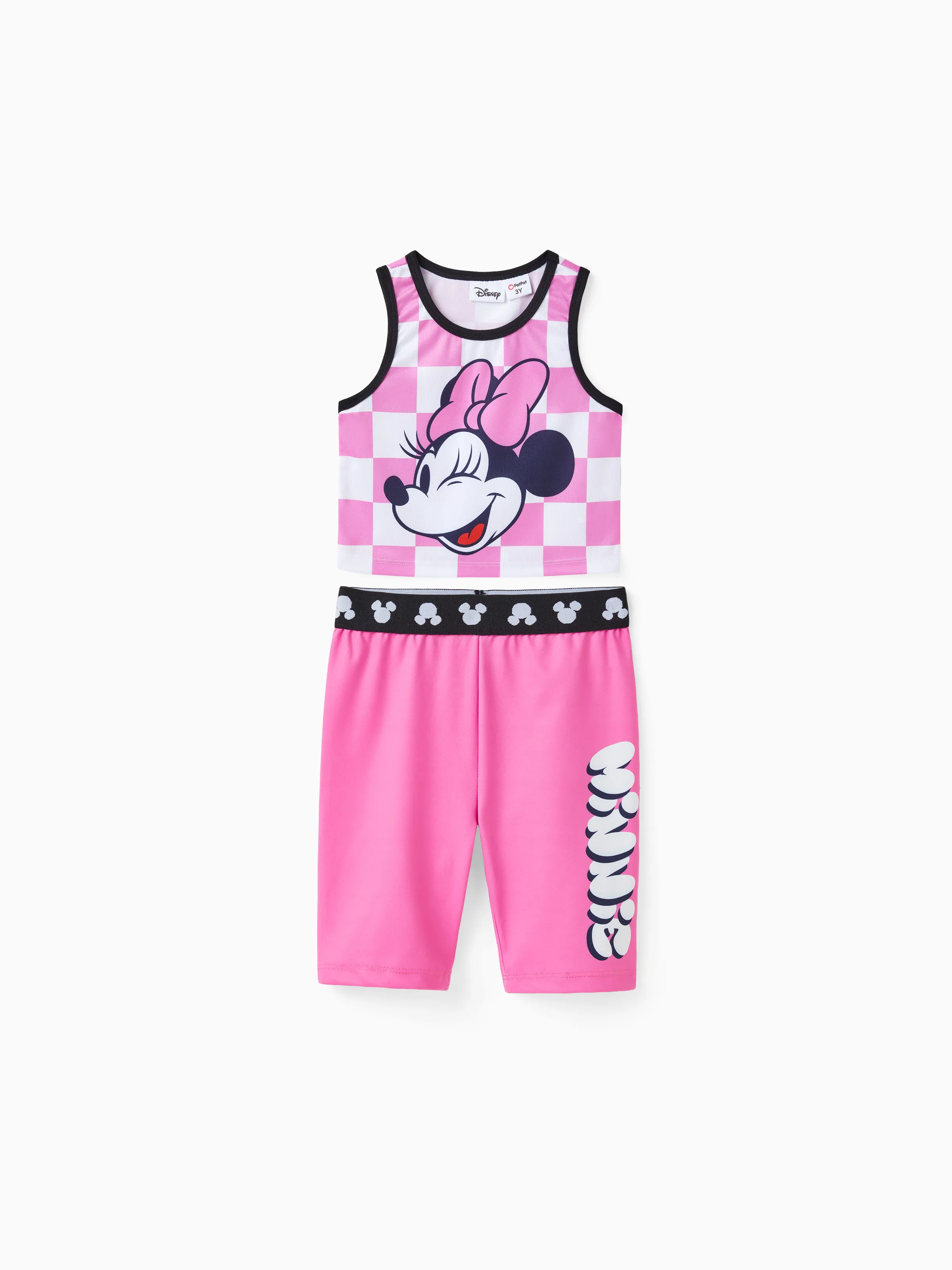 

Disney Mickey and Friends 2pcs Toddler/Kid Girl Checkmate Grid pattern Sporty Vest and Leggings Set