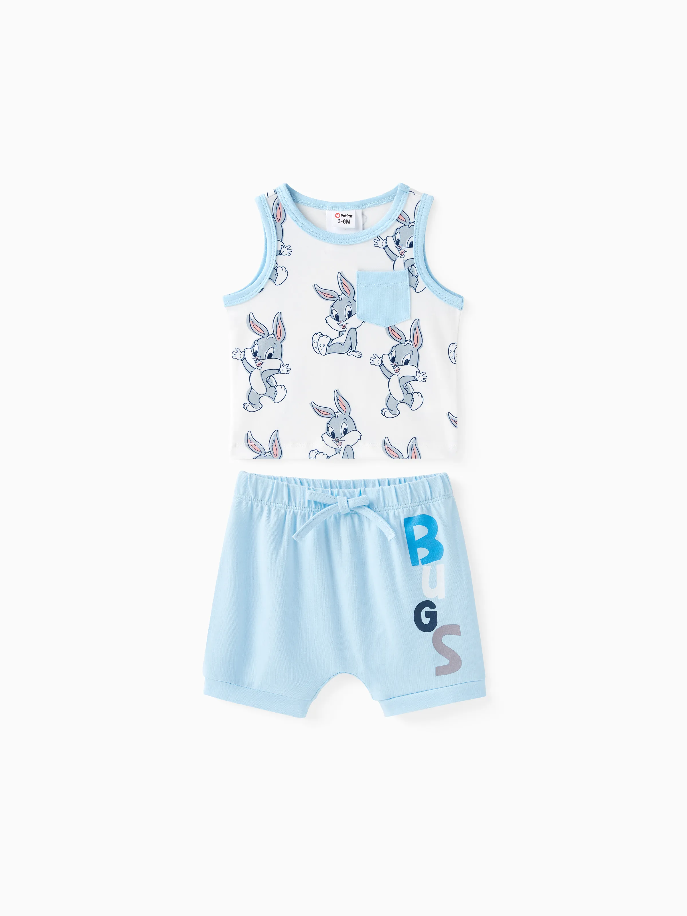 Looney Tunes Bébé Garçons 2pcs Allover Cartoon Print Naia™ Débardeur et Short en Coton